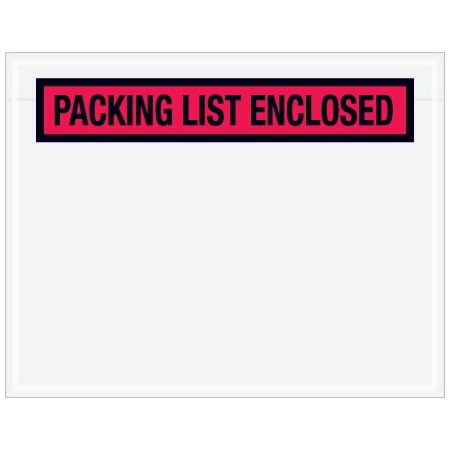 Bsc Preferred 7 x 5-1/2'' Red Panel-Face ''Packing List Enclosed'' Envelopes, 1000PK PL457